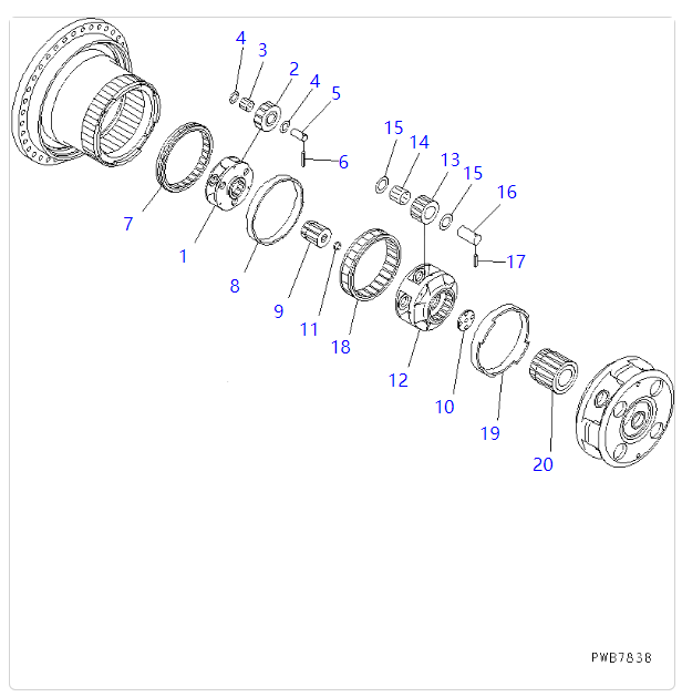 PC1250-7 PC1250-8 PC1250-11 行走牙箱带驱动齿(1) PC1250-7 PC1250-8 PC1250-11行走牙箱带驱动齿(1)